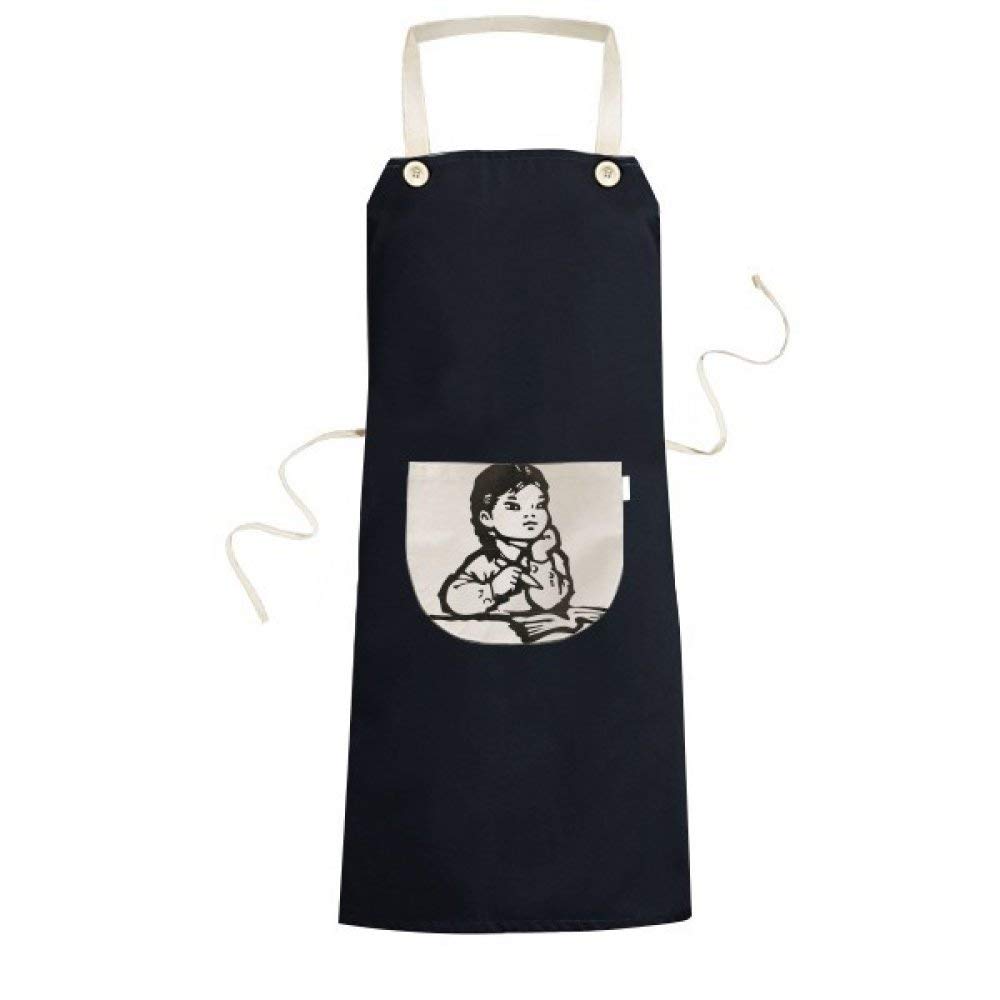 Tablier noir réglable avec poche le cadeau de chef idéal pour dessin et cuisine