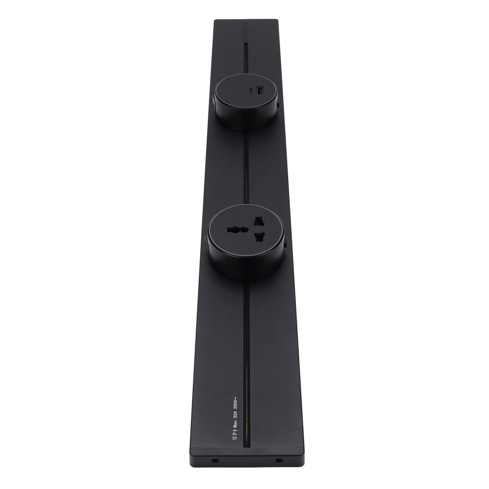 Jeffergarden Listwa Zasilająca do Montażu na ścianie, Stop Aluminium, 3 Ruchome Gniazda Prądu Przemiennego, długość 600 Mm, Idealna do Salonu, Kuchni i Sypialni (2 gniazda uniwersalne 1 gniazdo USB