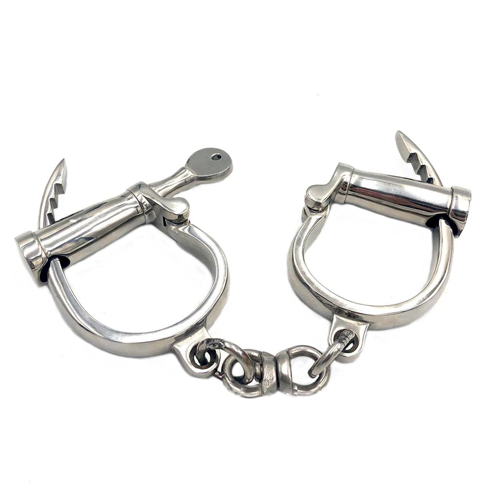 Edelstahl Verstellbar Handschellen Metall Hufeisen Hand Zubehör Abschließbare Manschette Flirt Handgelenk SM Fesseln Handcuffs Sklaven Bondage Erwachsene Spiel BDSM Sexspielzeug für Paar Männer Frau