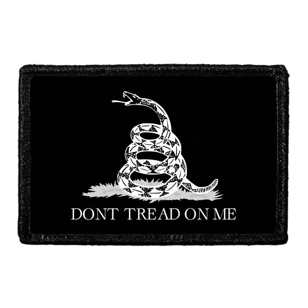 Rattlesnake Flag Patch - Black and White Morale Patch | Hook and Loop Attach for Hats, Jeans, Vest, Coat | 2x3 in | by Pull Patch