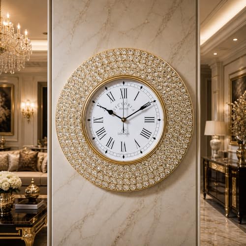 SKY DESIGNING DREAMS Decorative Crystal Wall Clock Analog 6 Lines of - Image 3