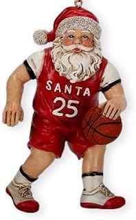 The Bridge Collection 4.5" Santa Claus Playing Basketball Christmas Ornament - Festive Sports Santa Basketball Ornament - Gift for Basketball Player