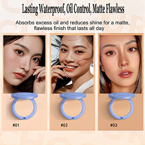Oil Control Face Pressed Powder, Waterproof Long Lasting Finishing Powder,Matte Smooth Setting Powder Makeup, Flawless Lightweight Face Cosmetics (01-Classic Ivory) #TOP6