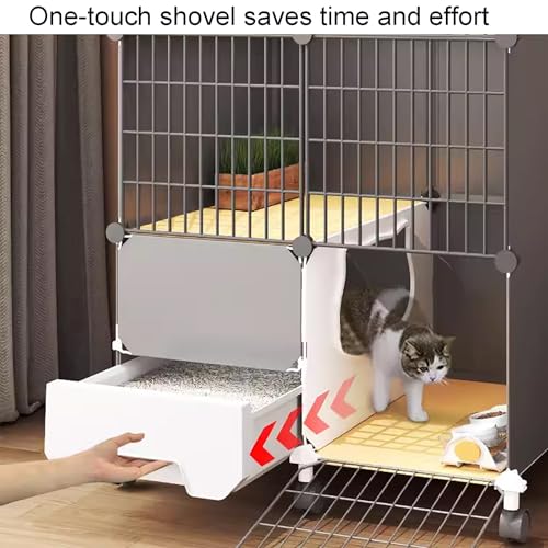 Cage fermée pour chat avec rangement et bac à litière amovible inclus - 2