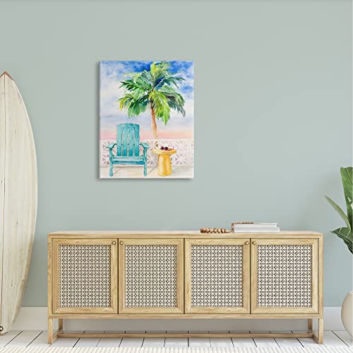Image of Tropical Beach Chair Palm Tree, 30 x 40 Inch Canvas Wall Art