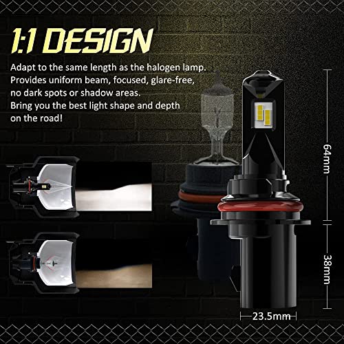 Car Rover 9004 Hb1 Led Headlight Bulb, 300% Brighter 12000Lumens 6000K High Low Beam Conversion Kit (Pack Of 2) #TOP2