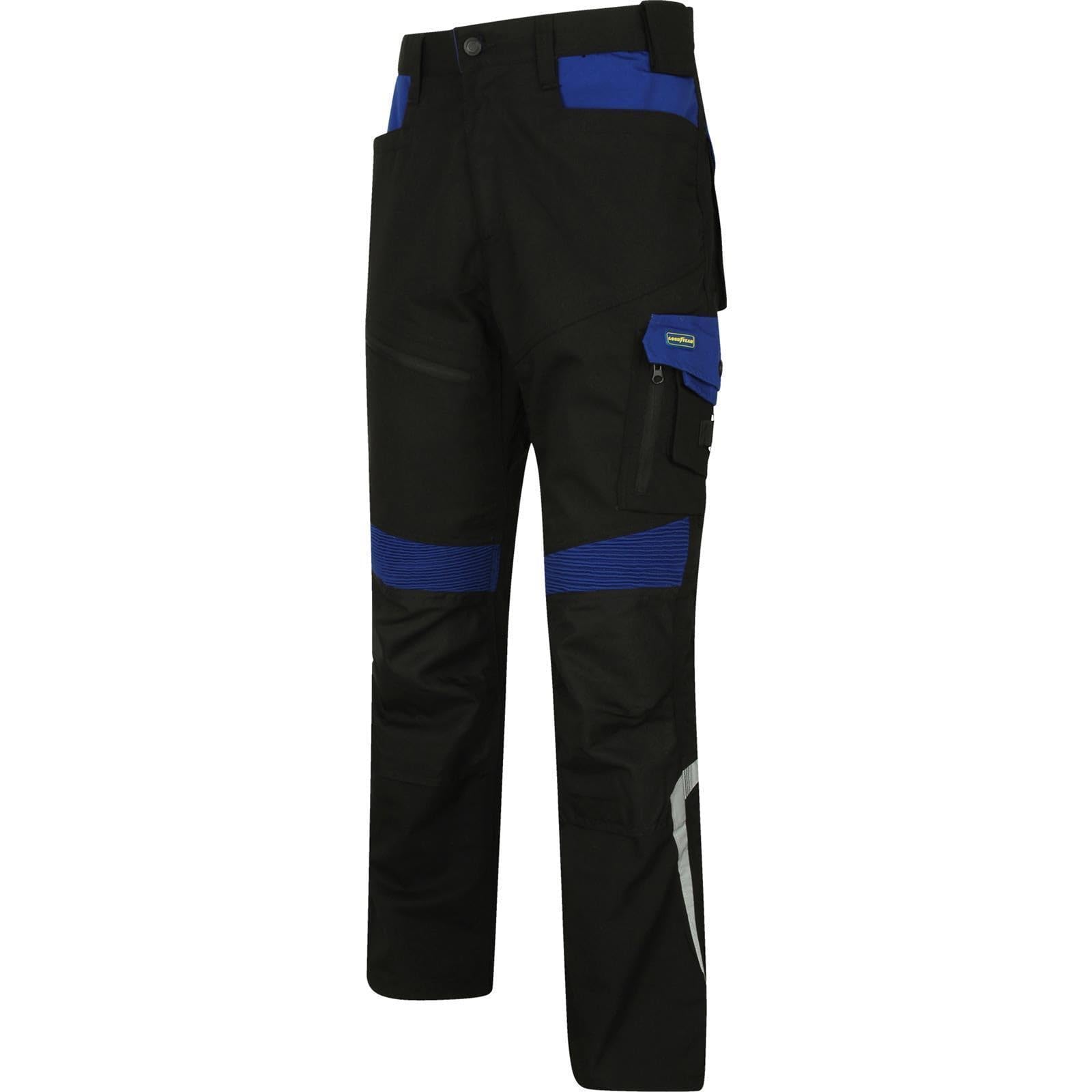 Goodyear Workwear GYPNT010 - Pantalones de trabajo para hombre, con bolsillos y bolsillos, color negro/azul real, talla 38 Regular