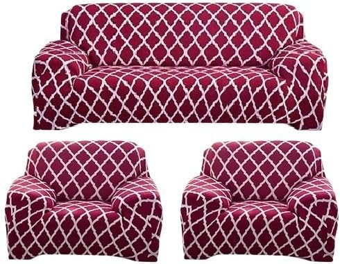 Image of Sofa Cover 5 Seater Fitted Sofa Cover 3 Seater and 2 Seater Fully Covered Universal 5 Seater Sofa Cover Non-Slip Sticky Elastic Stretchable Sofa Set Slipcover Protector for (3+1+1 Seater)