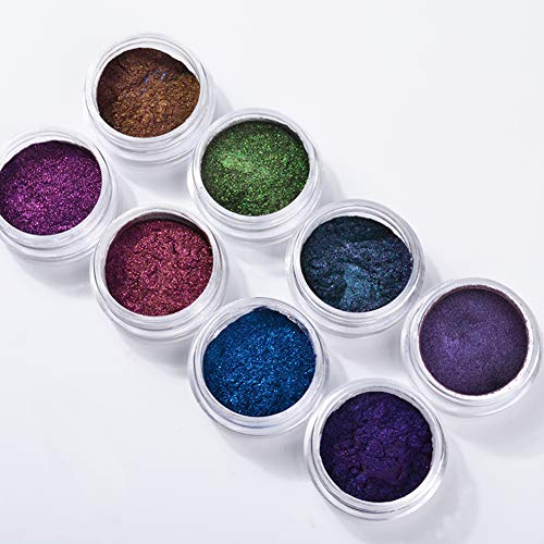 Shogpon Nagel Glitzer Super Glänzend Spiegel Chrom Glitter Funkeln Nagelpuder Maniküre Pigment - Ultra-funkelnder Optischer Chamäleon Zauberspiegel Pulver (8 Farben)
