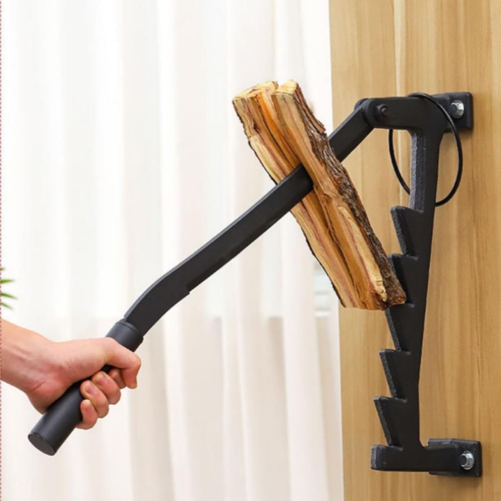 Wall Mounted Metal Kindling Splitter, Portable Manual Wood Splitter with Secure Ring, Heavy Duty Log Splitters for Soft Wood Indoor or Outdoor