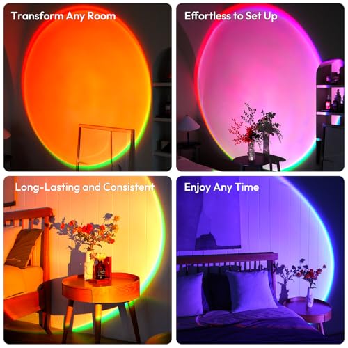 Sunset Lamp Projector with APP Control - 21 Color Changing LED Sunset Light, 180° Adjustable for Photography, Bedroom Decor, Party, Wedding, Mood Lighting - Image 7
