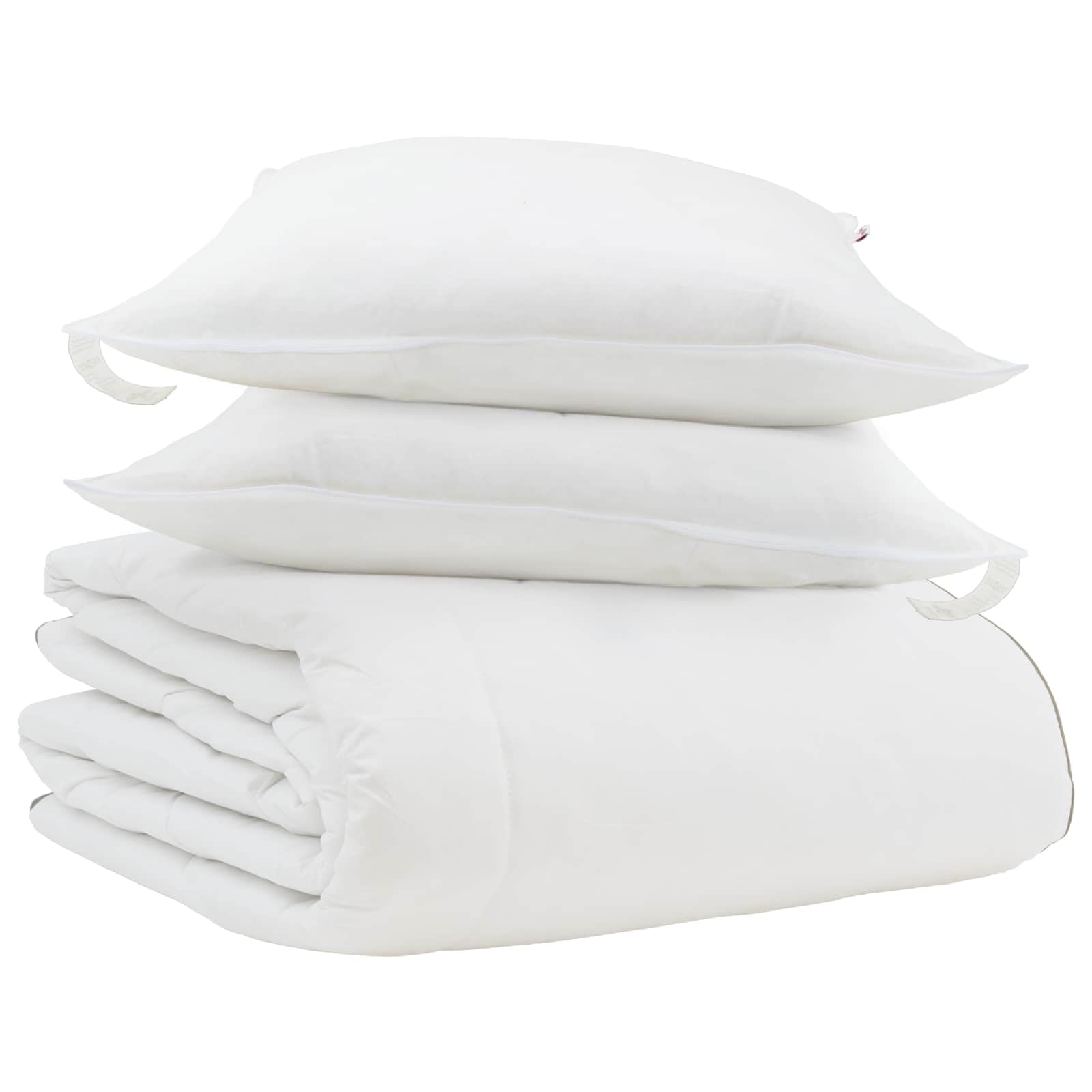 Duvet zimowy, 3 sztuki, biały z poduszkami | Mikrofibra i bawełna, wypełnienie z kaczego puchu, pikowana konstrukcja, miękka i lekka