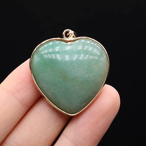 Miniatura 6 de LHJ 5 colgantes de piedra natural en forma de corazón pulido piedra de ágata de cristal colgante aleatorio para hacer joyas collar pulsera, Piedra