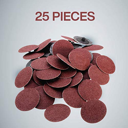 Katzco 25 Pieces - 3 Inch 80 Grit Roll Lock Sanding and Grinding Discs - for Rotary Tools, Die Grinder, Drill, Carpenters, Woodworking