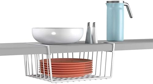 Miniatura 7 de Modern Home Cestas de almacenamiento de alambre para debajo del estante, organizador colgante para gabinete, despensa o armario, cesta de metal