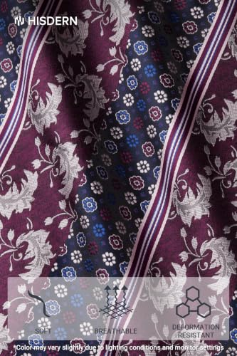 Image of HISDERN Ties for Men Paisley Tie and Pocket Square Cufflinks Set Formal Classic Floral Necktie Handkerchief Wedding Party