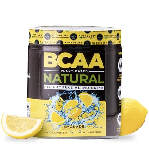 Nutrology BCAA Natural - Plant Based BCAA Powder, Lemonade Flavor, Optimized 2:1:1 Ratio Amino Acids Powder for Pre Workout & Post Workout Recovery, Vegan, Gluten-Free, Non-GMO, 30 Servings
