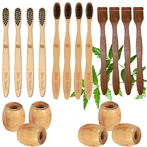 Mini Storify Truly Organic 6.Bamboo Toothbrush Stand|4.Adult & 4.Kids Bamboo Toothbrush - Charcoal Soft Bristles, Oral Care|4.Pure Neem Wood Tongue Cleaner/Tongue Scraper for Adults & Kids (PACK-18) (B09L5BRCZS) Amazon Price History, Amazon Price Tracker