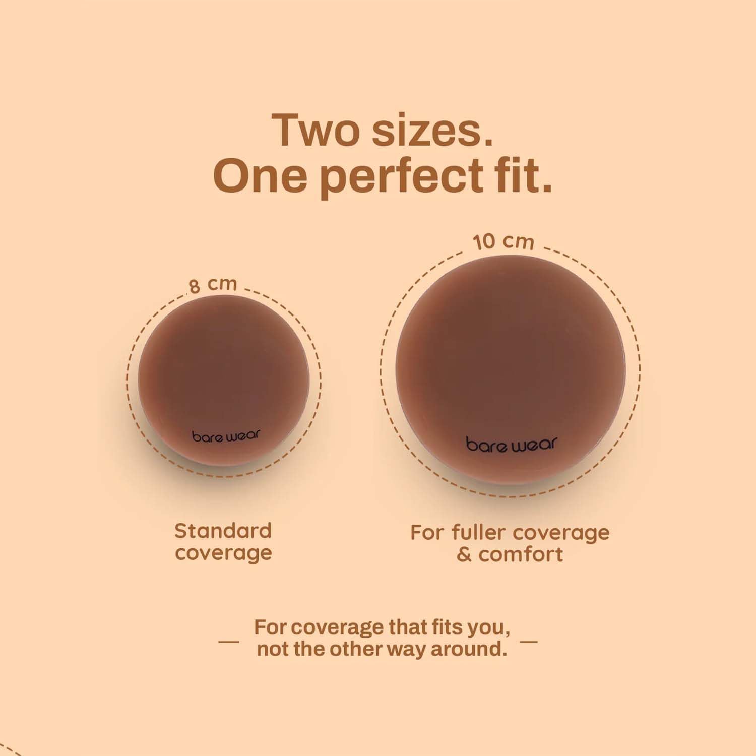 bare wear Non-Adhesive Nipple Covers - Gentle Grip No Glue! Reusable Nipple Pasties for Women (8 cm) Beige 1