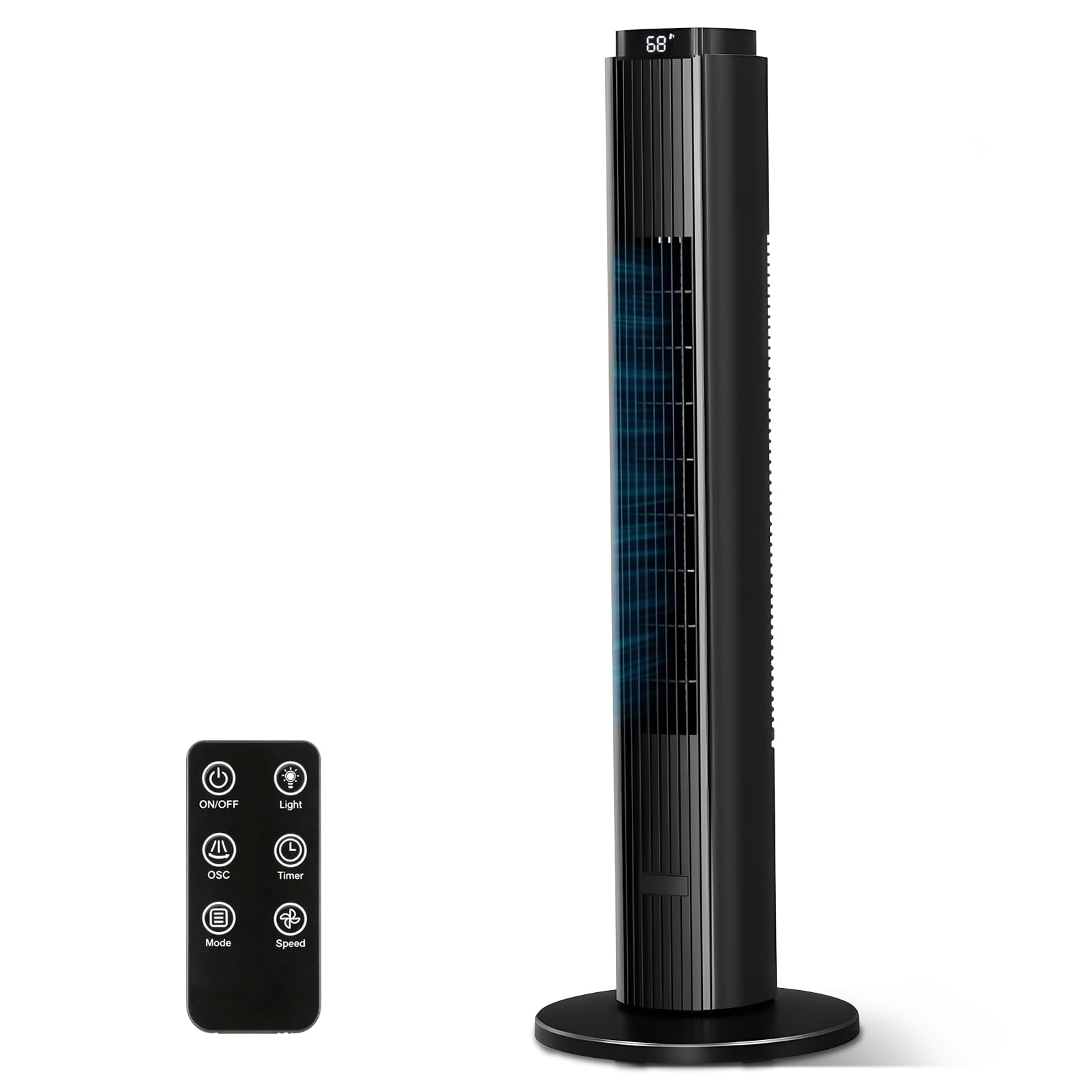 Electactic 37-Inch Bladeless Tower Fan, 80° Oscillating, Quiet Cooling with 12H Timer & Remote, 6 Speeds & 4 Modes