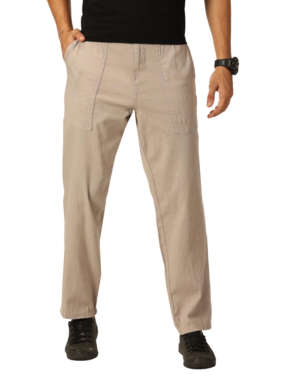 Thomas ScottMen's | Solid | Light Weight | Breathable Fabric | Mid Rise | Regular Fit | Cotton Blend | Button Waist | Chino Trouser | Pants