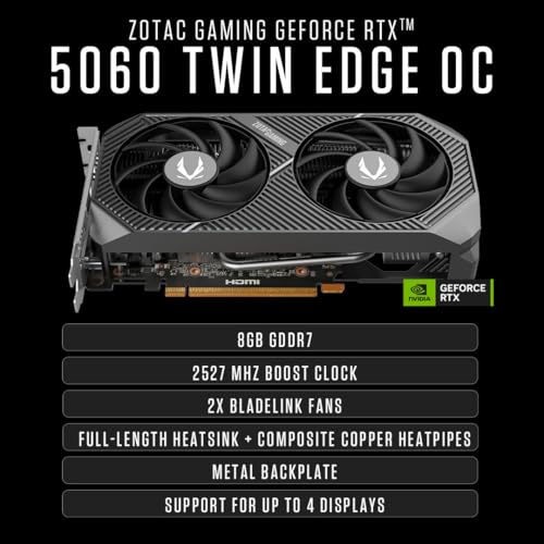 Image of ZOTAC MEK Gaming PC Desktop, NVIDIA GeForce RTX 5060 8GB GDDR7, AMD Ryzen 5 5500 Up to 4.2GHz, 16GB DDR4, 1TB NVMe SSD, 650W 80+ Gold PSU, WiFi 6E, Windows 11 Home