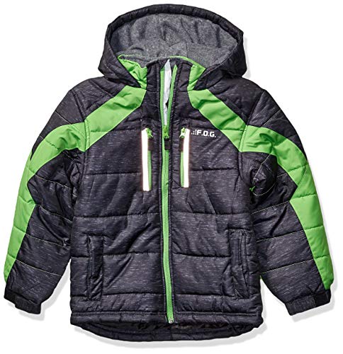 LONDON FOG Boys' Little Active Puffer Jacket Winter Coat, Super Black, 7