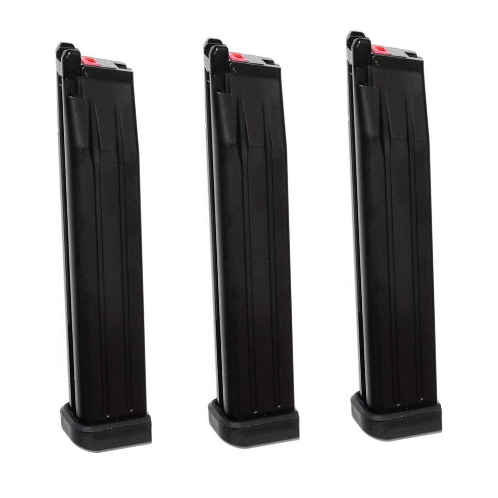 Airsoft Spare Parts Armorer Works AW 3pcs 50rd Gas Extended Long Magazine for ARMY R501 R601 / KJ KP-05 / Zeon/EMG SAI STI TTI/AW/WE/Tokyo Marui Hi-Capa GBB Pistol Black