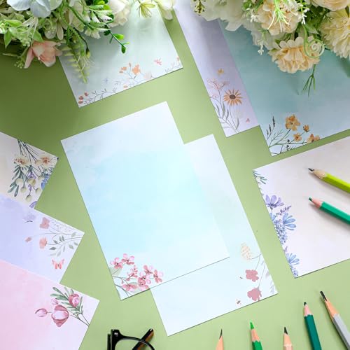 Image of Spiareal 100 Pcs Blank Note Cards Index Card, Colorful, 4 x 6 in, Flower