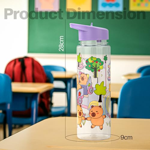 Image of BAYBEE 600 ML Chubby Drinking Water Bottle for Kids | Bpa Free Baby Sipper Bottle with Flip Straw & Carry Handle | Toddlers Leak Proof Sipper Water Bottle for Kids 1 to 12 Years Boys Girls (Purple)