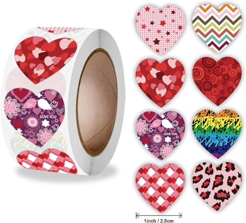 Image of Alokik Enterprise 1500 Pcs Heart Shape Watercolor Stickers, Round Decorative Adhesive Sticker for Small Business Wedding Supplies Packing Sticker Gift Wrap (3 x Decorative Sticker Roll)