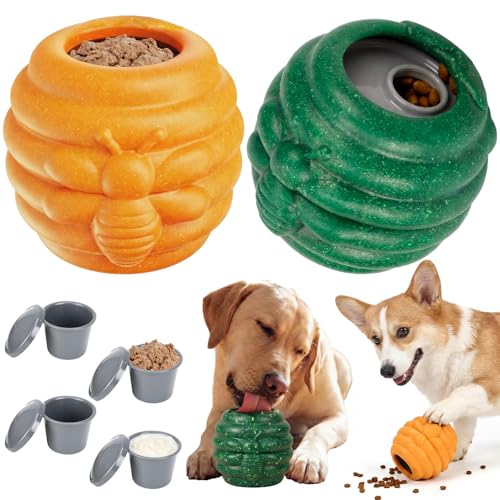 Gemscream 2 Pack Large Dog Toys for Aggressive Chewers, Dog Treat Dispensing Toy to Keep Them Busy,...