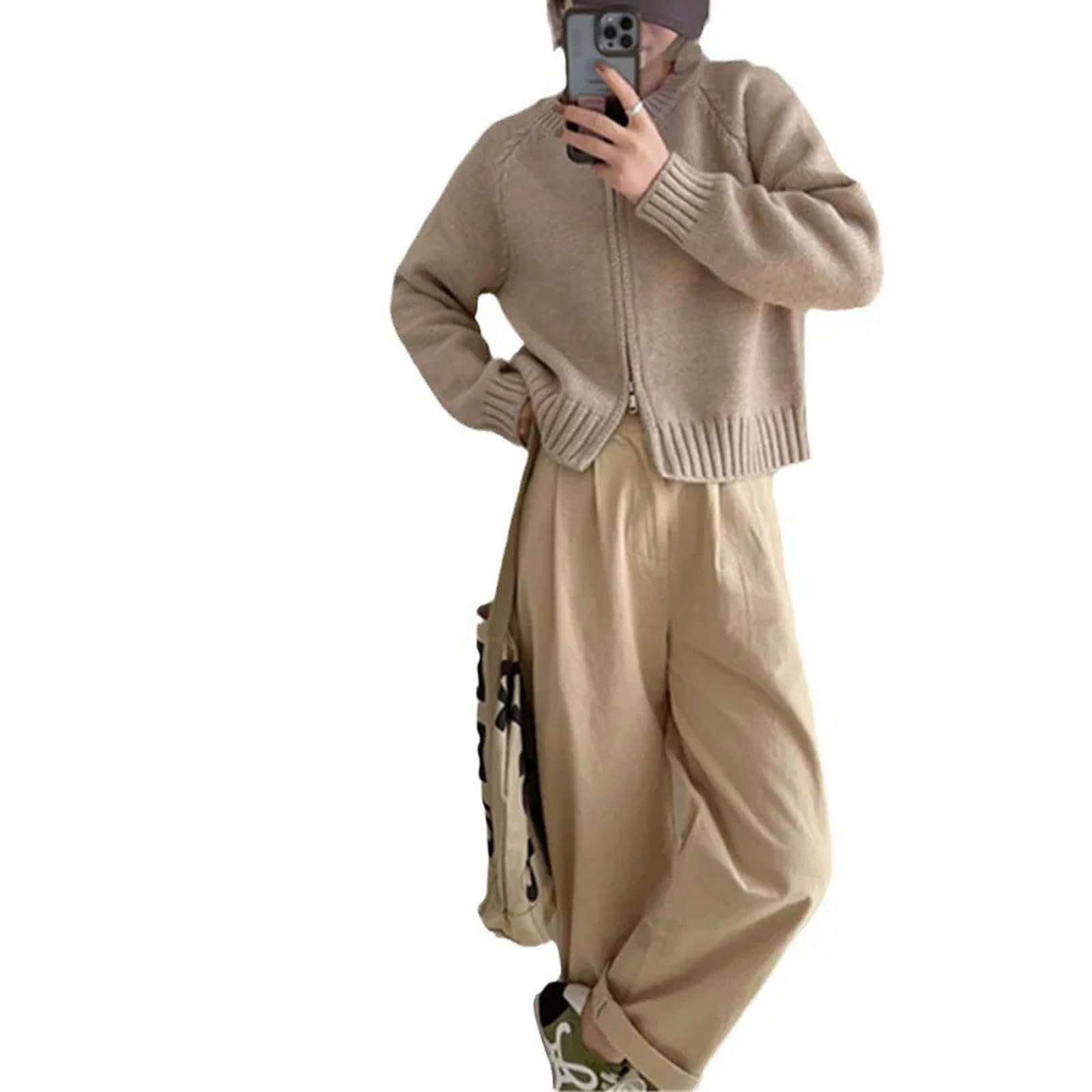 Double Head Zipper Knit Sweater Coat