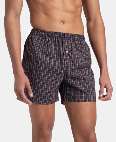 Image of Jockey 8222 Men Super Combed Mercerized Cotton Woven Checkered Inner Boxers with Ultrasoft and Durable Inner Waistband (Pack of 2, Colors & Prints May Vary)