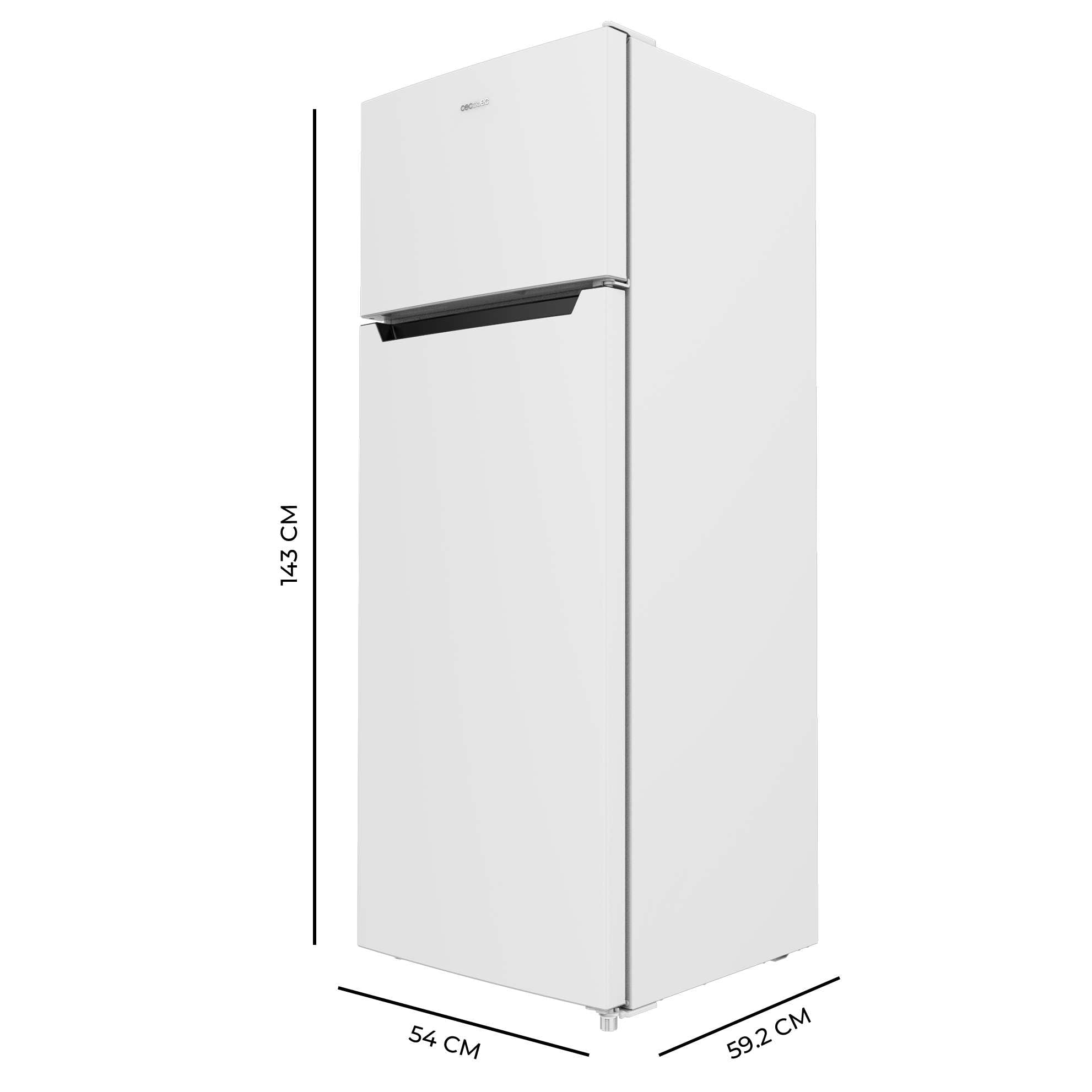Cecotec Frigorifero Combinato Doppia Porta Bolero CoolMarket 2D 211 White E. Motore Defrost, Bianco 143x54cm, Capacità 211 L, Porta Reversibile, Classe energetica E, Con modalità Fast Freezing.