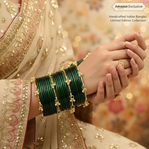 Image of Premium Glass Bangles Set with Ghungroo For Women Kangan Set For Women|Kanch Ki Chudiya Set Girls|Trendy Bangle For Gift|Wedding & Parties - Set Of 12