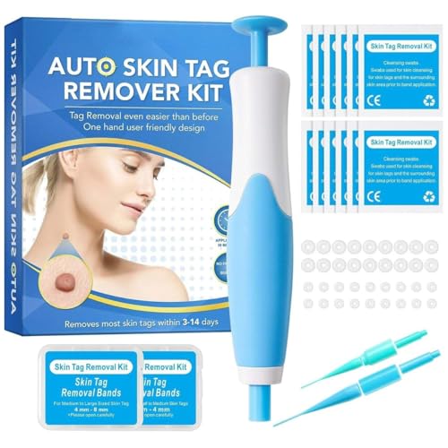 Alcura Komplett Set，Hautanhängsel Und Warzen Entferner Mit Doppelseitigem Stift Gummibändern Hautflecken Entfernung Schmerzfrei Für Gesicht Körper Home Anwendung