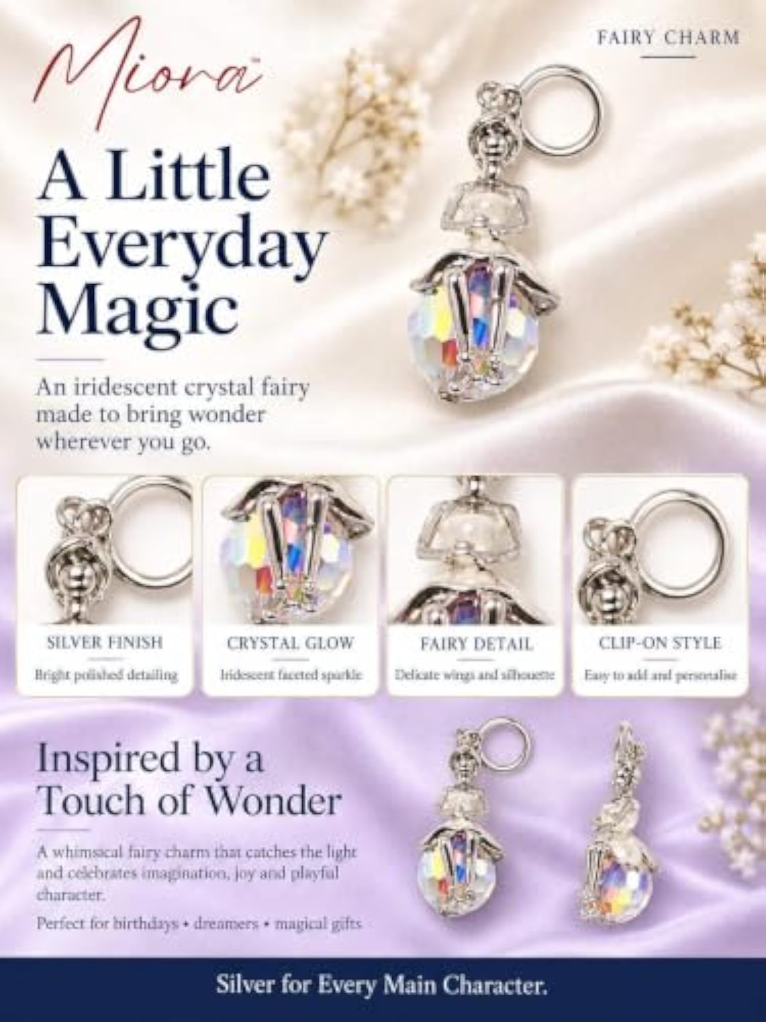 Women's 925 Sterling Silver Crystal Doll Pendant Charm