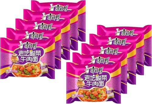 YIJIA Pack 10 Ramen Fideos Instantáneos-Variedad de sabores Instant Noodle Tallarines Sabor (Chucrut chino)