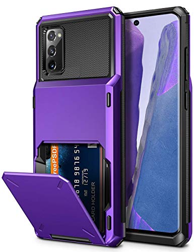 Vofolen for Galaxy Note 20 Case 5G Wallet 4-Card Flip Cover Credit Card Holder ID Slot Back Hidden Pocket Dual Layer Protective Hybrid Hard Shell TPU Bumper Armor for Samsung Note 20 6.7 Purple