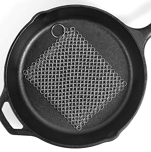PIBC 8"x6" Cast Iron Cleaner Stainless Steel 316L Chainmail Scrubber for Cast Iron