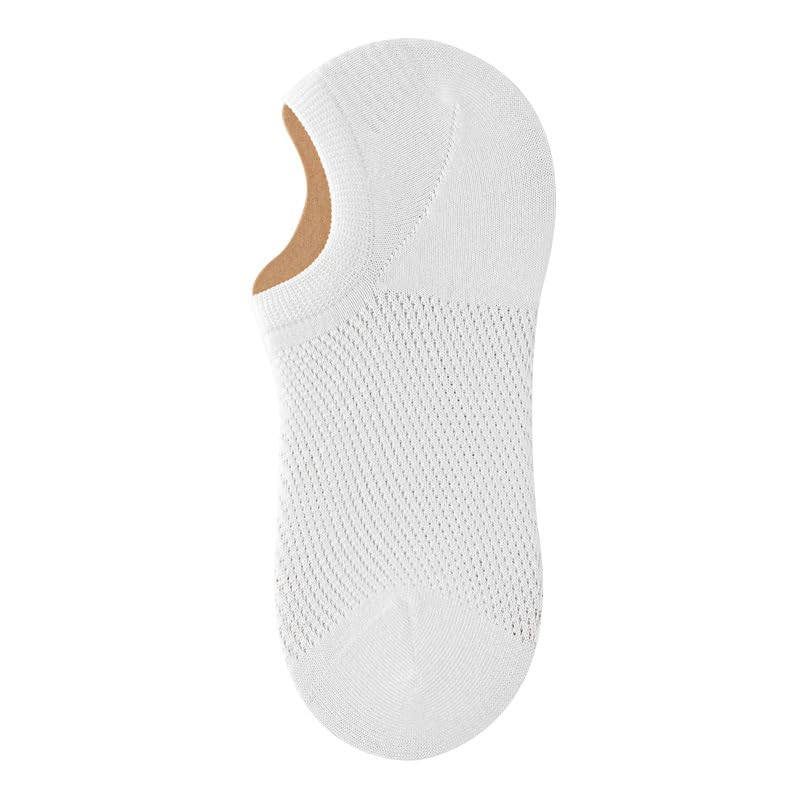 Chaussettes invisibles homme lot de 10 paires blanches en coton avec silicone