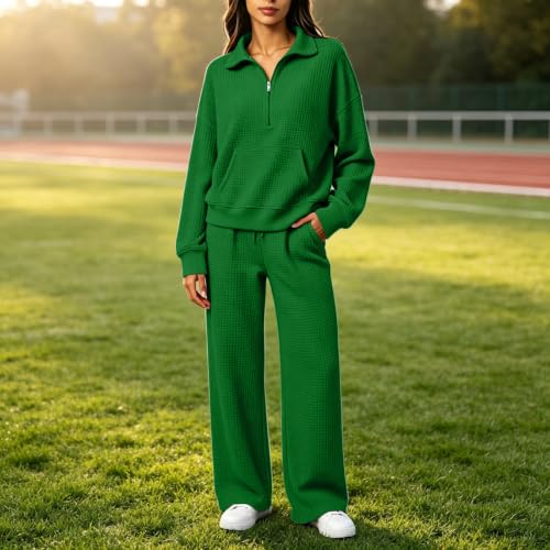 eoeioa Waffle Set Women Two Piece Outfits Fall Winter Airport Outfits 2026 - image 2