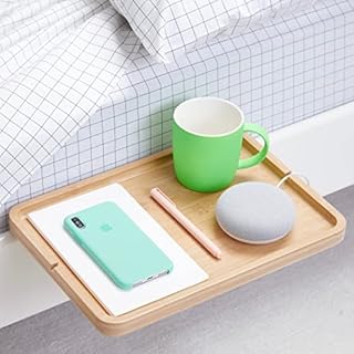 BedShelfie Bedside Shelf for Bed & Bunk Bed Shelf University Essentials Clip-On Bedside Table Nightstand Tray Caddy for Top Bunk Organizer As Seen On Business Insider (Minimalist, Natural Bamboo)