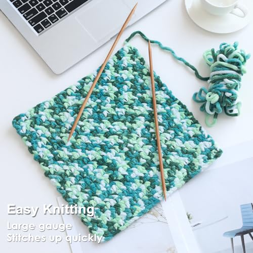 Image of #6 Super Bulky Blanket Yarn for Crocheting - 4 Skeins(Each 10.5oz /300g, 220yds /201m), Chunky Chenille Thick Plush Big Soft Yarn for Crocheting Knitting Blankets, Forest & Teal & Sky & Mint