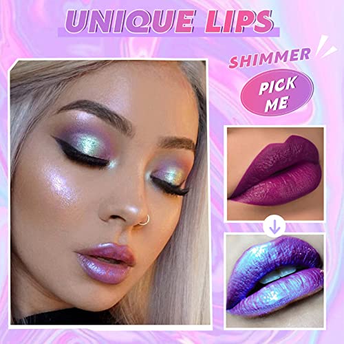 Lishang 3 Colores Brillo de Labios Metálico Brillar Pintalabios Permanente Líquido labiales Gloss Voluminizador Labios Larga Duracion Tinte Labial Kit Maquillaje Mujeres Regalo San Valentín Cumpleaño - imagen 2