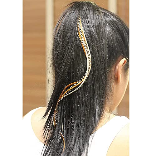 8" -12" In Length Beautiful Natural Beige & Brown Feathers For Hair Extension With Mixes Of Browns & Beiges Feathers With Salon Quality 5 Feathers #TOP4