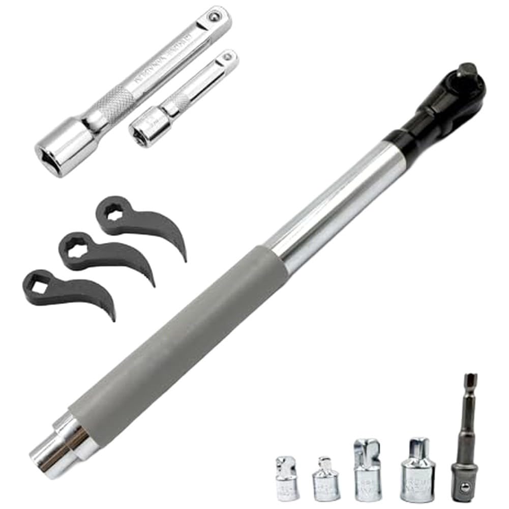 FACAIIO Llave de extensión compensada con junta fija de 12 pulgadas, par eléctrico de 50 pies-libras, para reparación de automóviles y espacios reducidos