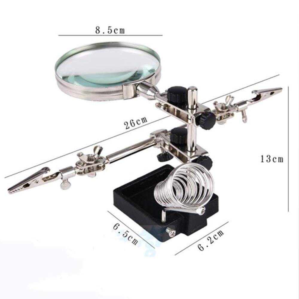 Lente d'ingrandimento da tavolo 10x, con morsetto e supporto per saldatore, regolabile, multifunzione, per gioielli, hobby, officina, Lucky Star