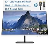 2021 Newest HP 27' UHD 3840 x 2160 (4K) IPS Micro-Edge PC Computer Monitor, AMD FreeSync, Height/Tilt Adjustment Ergonomic Viewing 178°, 2 x HDMI, DisplayPort, 5ms, 16:9, 60Hz, w/HubXcel HDMI Cable